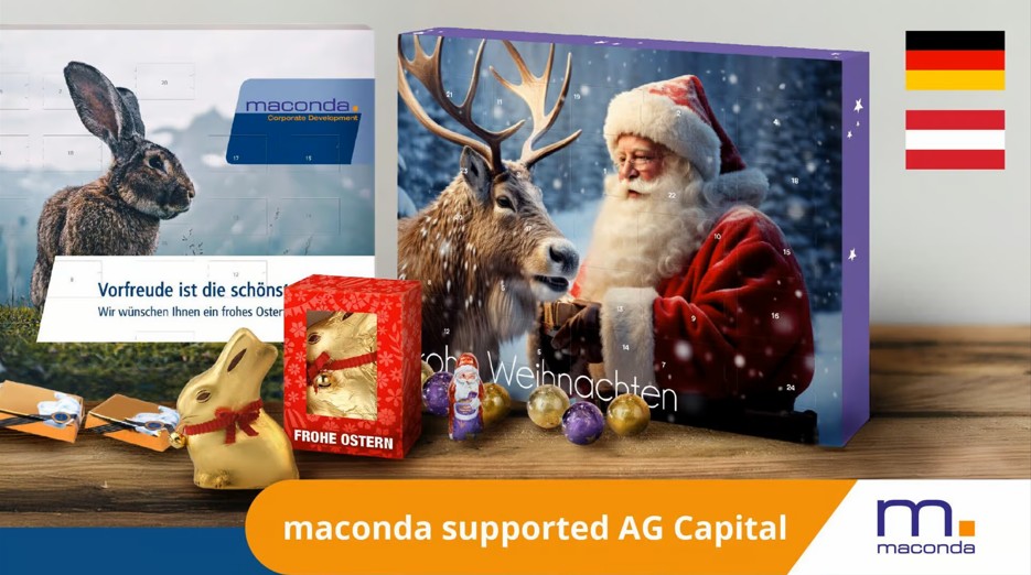 maconda supported AG Capital – Advent and Easter calendars with chocolate bunnies, German and Austrian flags