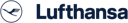 Logo von Lufthansa blauer Kranich im Kreis neben dem Schriftzug