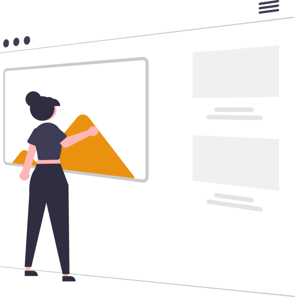 undraw_Browsing_re_eycn - maconda Illustration Person pointing to a slide with orange mountains on a screen