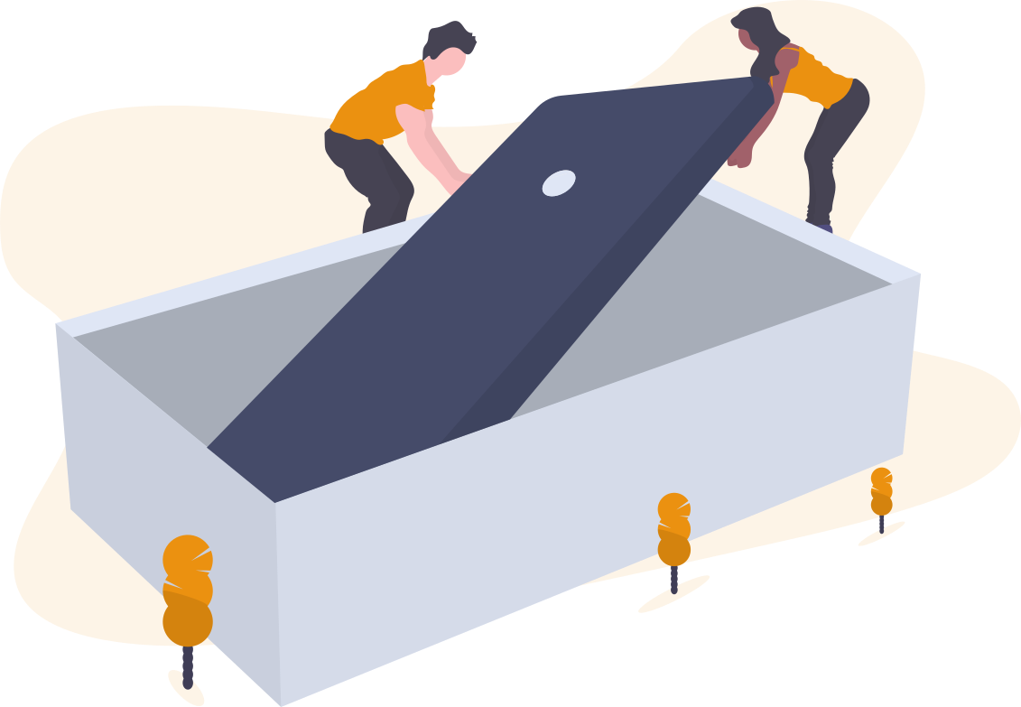 undraw_unboxing_pbmf - maconda Illustration Team steht und klettert auf einer großen offenen Kiste mit schrägem Deckel Zusammenarbeit an einem großen Projekt